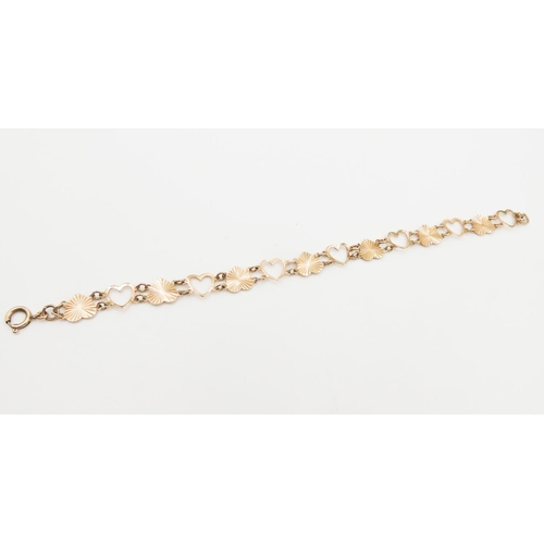 242 - 9 Carat Yellow Gold Hearts Link Bracelet 19.5cm Long