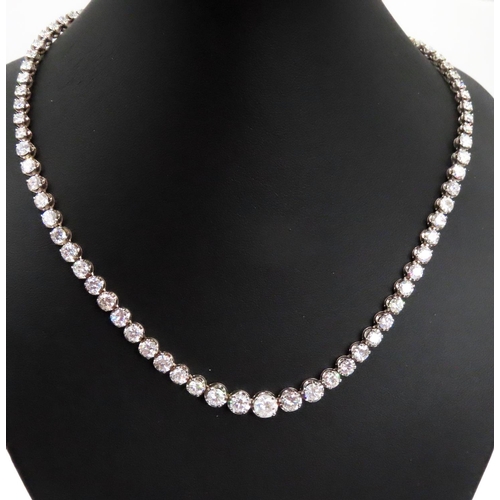 251 - Diamond Ninety One Stone Set Riviere Necklace Mounted in 18 Carat White Gold Articulated Form Attrac... 