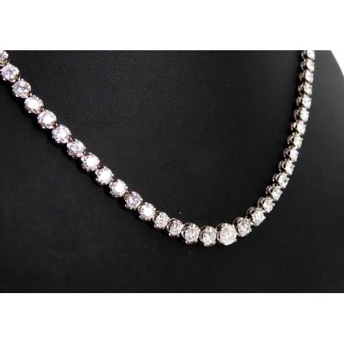 251 - Diamond Ninety One Stone Set Riviere Necklace Mounted in 18 Carat White Gold Articulated Form Attrac... 