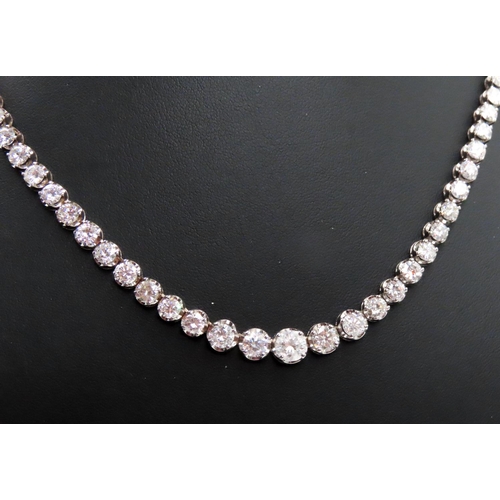 251 - Diamond Ninety One Stone Set Riviere Necklace Mounted in 18 Carat White Gold Articulated Form Attrac... 