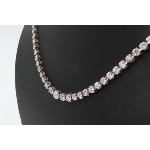 251 - Diamond Ninety One Stone Set Riviere Necklace Mounted in 18 Carat White Gold Articulated Form Attrac... 