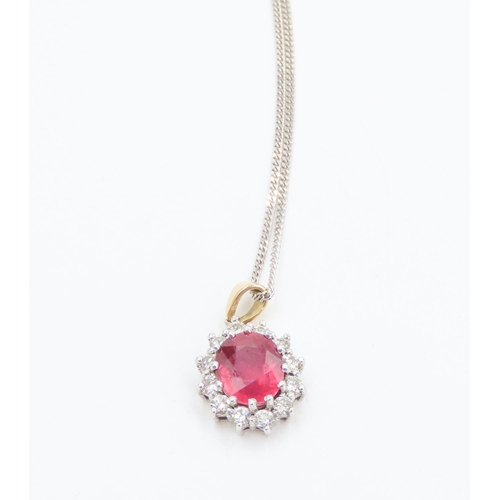 255 - Ruby Set Pendant Mounted in 18 Carat White Gold with Diamond Halo Surround Total Ruby Carat Weight 6... 