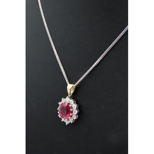 255 - Ruby Set Pendant Mounted in 18 Carat White Gold with Diamond Halo Surround Total Ruby Carat Weight 6... 