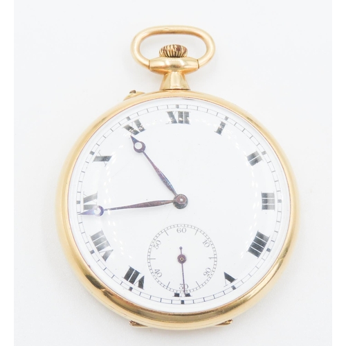 261 - 9 Carat Yellow Gold Cased Half Hunter Pocket Watch 5cm Diameter with Winding Key Present