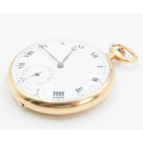 261 - 9 Carat Yellow Gold Cased Half Hunter Pocket Watch 5cm Diameter with Winding Key Present