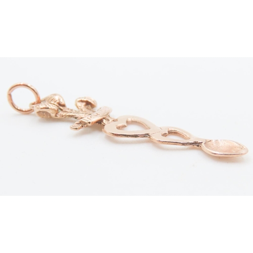 267 - 9 Carat Rose Gold Welsh Love Spoon Pendant 4.5cm Long