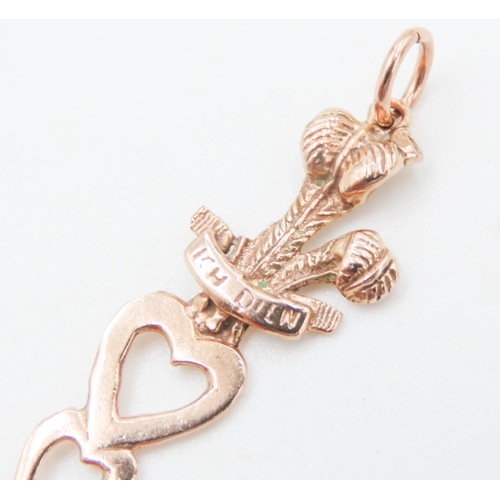 267 - 9 Carat Rose Gold Welsh Love Spoon Pendant 4.5cm Long