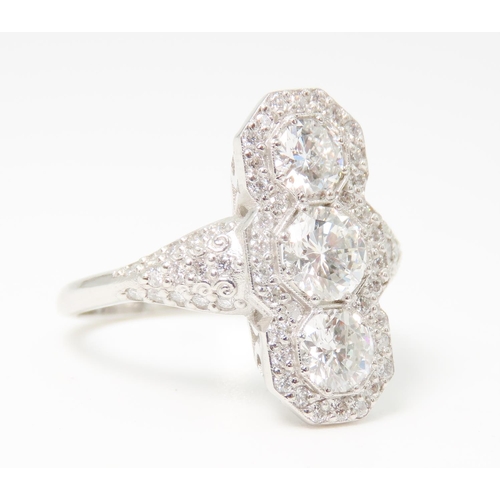 34 - Diamond Three Stone Ring Mounted in Platinum Further Diamond Set Surround Diamonds Set to Shoulders ... 