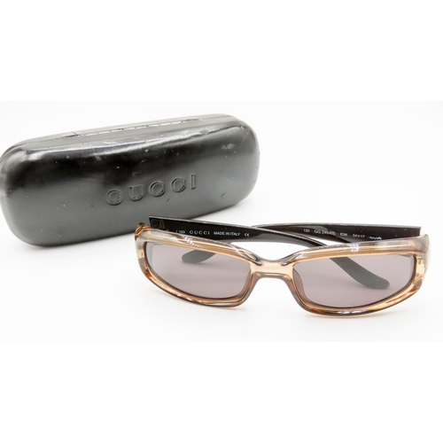 40 - GUCCI Golden Brown Sunglasses with Original Case Present