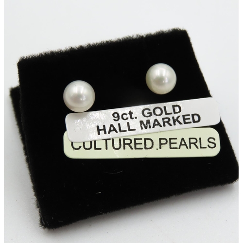 461 - Pair of 9 Carat Yellow Gold Pearl Set Earrings