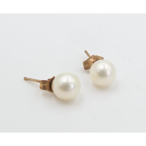 461 - Pair of 9 Carat Yellow Gold Pearl Set Earrings