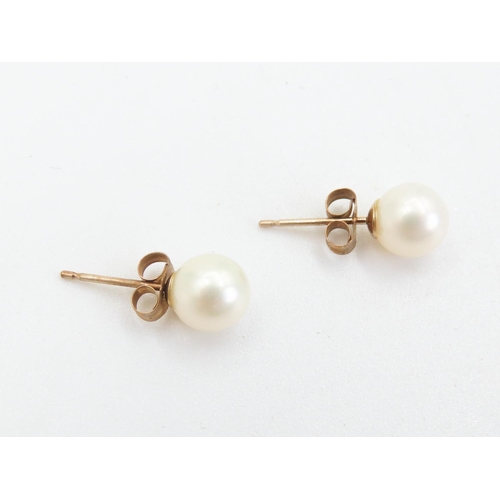 461 - Pair of 9 Carat Yellow Gold Pearl Set Earrings