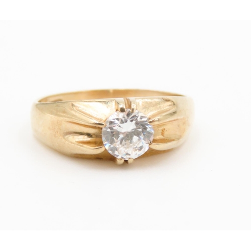 482 - Gemstone Solitaire BElcher Set Ring Mounted in 9 Carat Yellow Gold Ring Size R and a Half