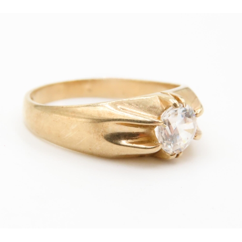 482 - Gemstone Solitaire BElcher Set Ring Mounted in 9 Carat Yellow Gold Ring Size R and a Half