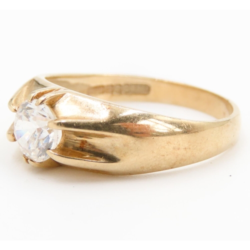 482 - Gemstone Solitaire BElcher Set Ring Mounted in 9 Carat Yellow Gold Ring Size R and a Half