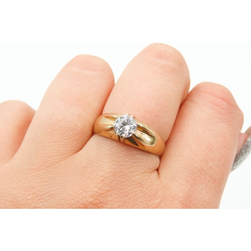 482 - Gemstone Solitaire BElcher Set Ring Mounted in 9 Carat Yellow Gold Ring Size R and a Half