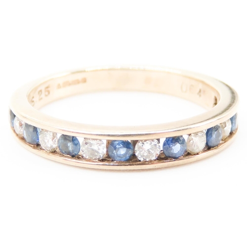 484 - Sapphire and Diamond Set Half Eternity Ring Mounted in 9 Carat Yellow Gold Ring Size L