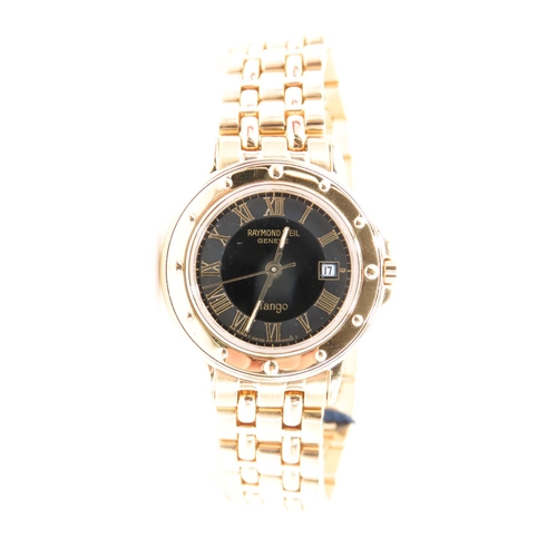 485 - Raymond Weil Geneve Tango Wristwacth Black Dial Date Apeture Gold Tone Bracelet As New Unworn