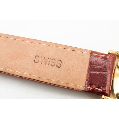 489 - GLycine Swiss Made Gold Tone Roman Numeral Dial Wristwatch Brown Leather Strap As New Unworn