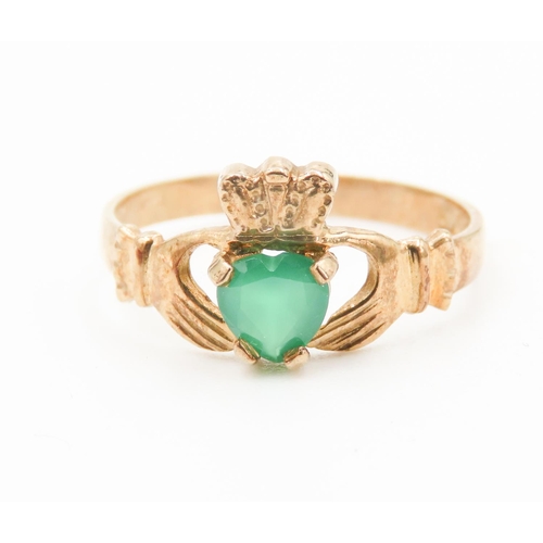 493 - Emerald Set Cloddgah Ring Mounted in 9 Carat Yellow Gold Ring Size M