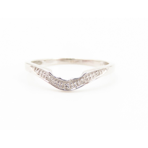 496 - Diamond Set Stacking Ring Mounted in 9 Carat White Gold Ring Size N and a Half