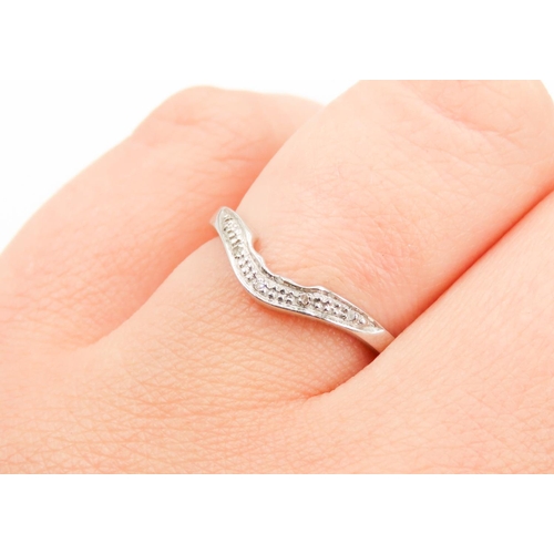 496 - Diamond Set Stacking Ring Mounted in 9 Carat White Gold Ring Size N and a Half