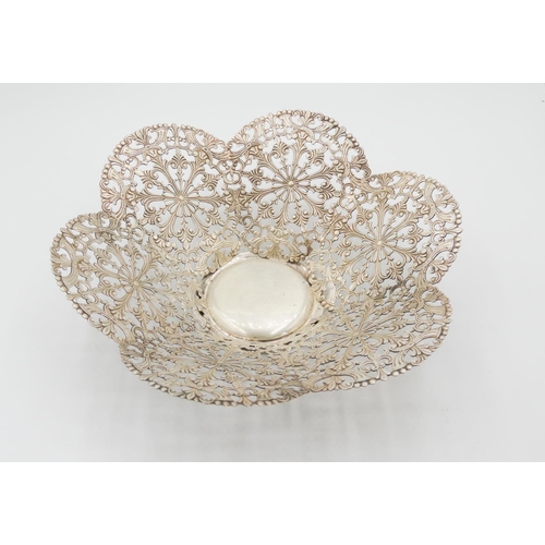 50 - Finely Detailed Silver Pierced Lace Motif Table Dish 20cm Top Diameter 5cm High