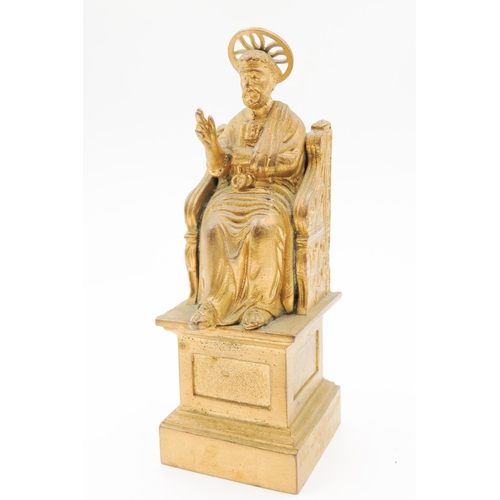 51 - Gilded Bronze Saint Peter Holding The Keys of Heaven 12cm High