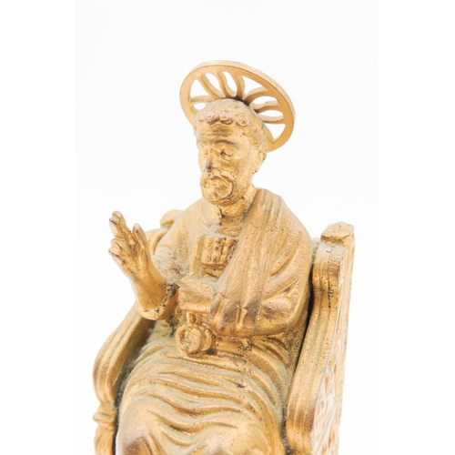 51 - Gilded Bronze Saint Peter Holding The Keys of Heaven 12cm High