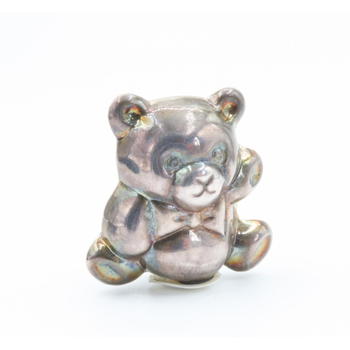 52 - Silver Teddy Bear Form Toothfairy Keepsake Box Opening to Base with Presentation Case