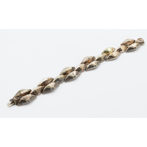 59 - Unusual Silver Gilt Tank Link Bracelet Vintage or Earlier Attractively Detailed 20.5cm Long