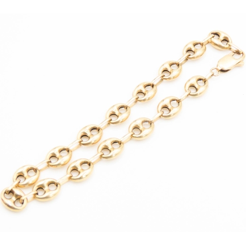 6 - 18 Carat Yellow Gold Button Link Bracelet with Lobster Clasp 22cm Long