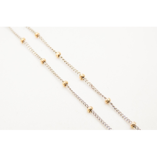 7 - 18 Carat White Gold Chain Necklace with 18 Carat Yellow Gold Beads and Clasp 48cm Long