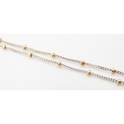 7 - 18 Carat White Gold Chain Necklace with 18 Carat Yellow Gold Beads and Clasp 48cm Long