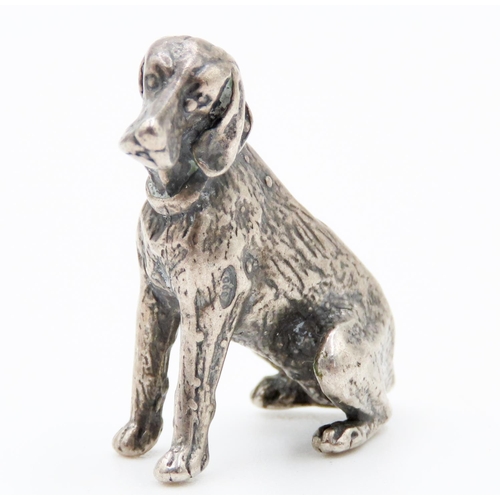 77 - Silver Miniature Setter Dog Figure 2.5cm High