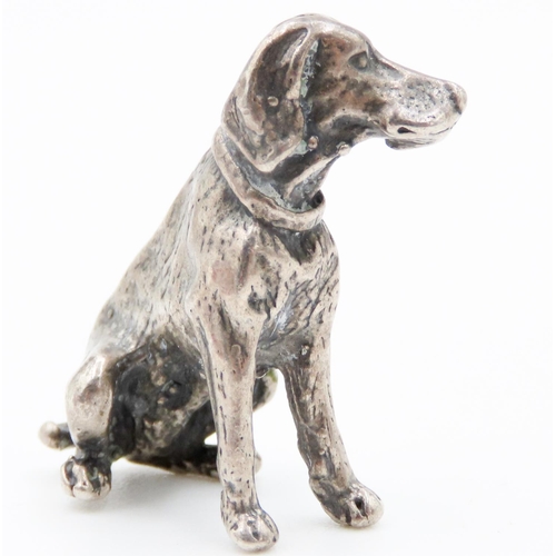 77 - Silver Miniature Setter Dog Figure 2.5cm High