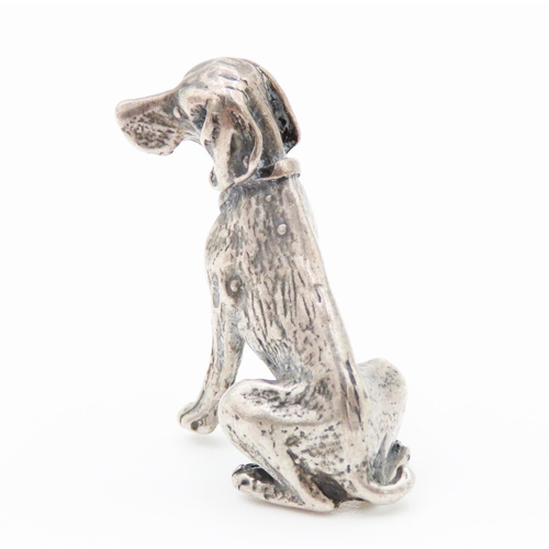 77 - Silver Miniature Setter Dog Figure 2.5cm High