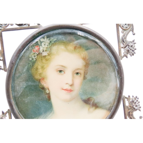 82 - Miniature Portrait Set in Detailed Frame 11cm by 11cm