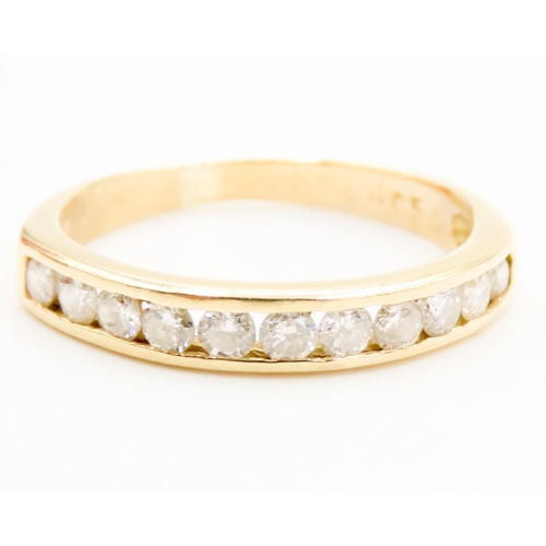 90 - Channel Set Round Cut Diamond Half Eternity Ring Mounted in 18 Carat Yellow Gold Ring Size L Total D... 