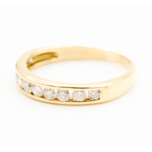 90 - Channel Set Round Cut Diamond Half Eternity Ring Mounted in 18 Carat Yellow Gold Ring Size L Total D... 