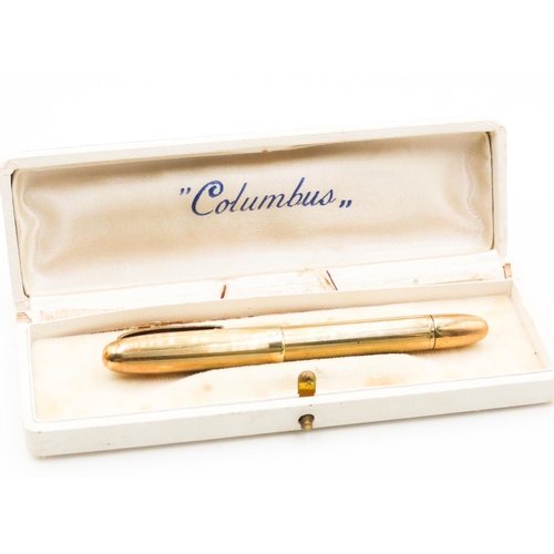 96 - Colombus  Laminato Oro Fountain Pen with 14 Carat Gold Nib Contained withing Original Presentation C... 