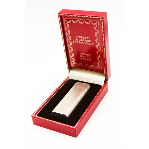 97 - CARTIER Textured 925 Silver Cased Cigarette Lighter Serial No. 1839648824 with Original Presentation... 