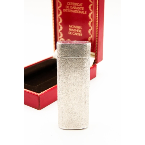 97 - CARTIER Textured 925 Silver Cased Cigarette Lighter Serial No. 1839648824 with Original Presentation... 