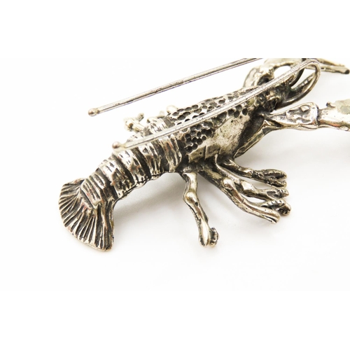 98 - Silver Lobster Figure 8cm Long 2cm High Attractively Detailed