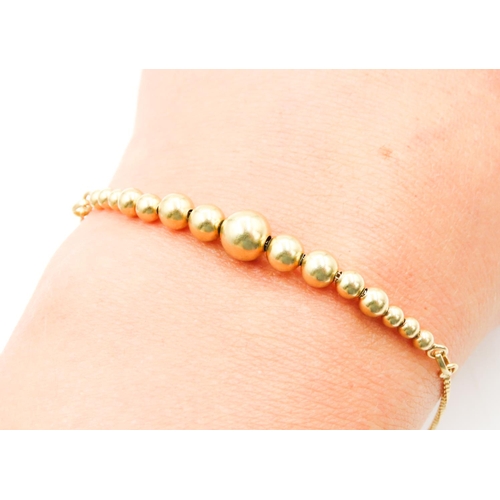 99 - Silver Gold Plated Graduated Form Bead Bracelet with Expandable Sizing