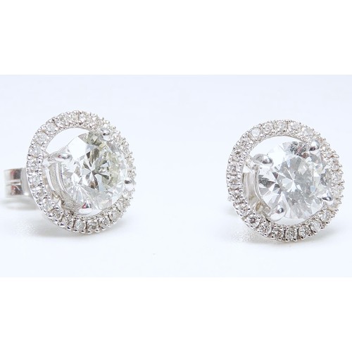 35 - Pair of Diamond Set Ladies Earrings Mounted in 18 Carat White Gold with Removable Diamond Set Halo S... 