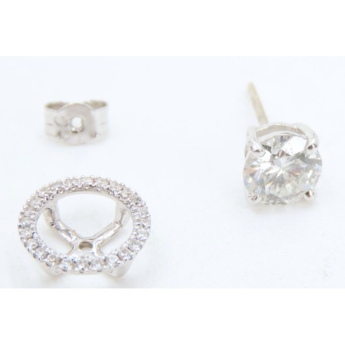 35 - Pair of Diamond Set Ladies Earrings Mounted in 18 Carat White Gold with Removable Diamond Set Halo S... 