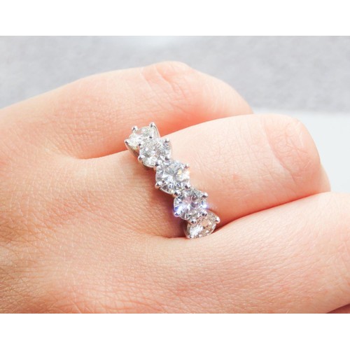 263 - Five Stone Diamond Set Ring Mounted in 18 Carat White Gold Total Diamond Carat Weight 2.5 Carat Ring... 