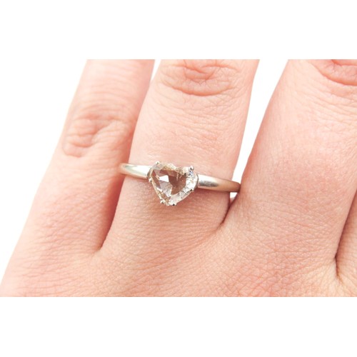 264 - Heart Cut Diamond Solitaire Ring Set in 18 Carat White Gold Ring Size Q Total Diamond Carat Weight 1... 