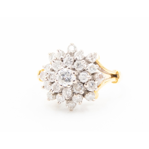 1 - Finely Detailed Diamond Set Ladies Cluster Ring Mounted in 18 Carat Yellow Gold Ring Size M